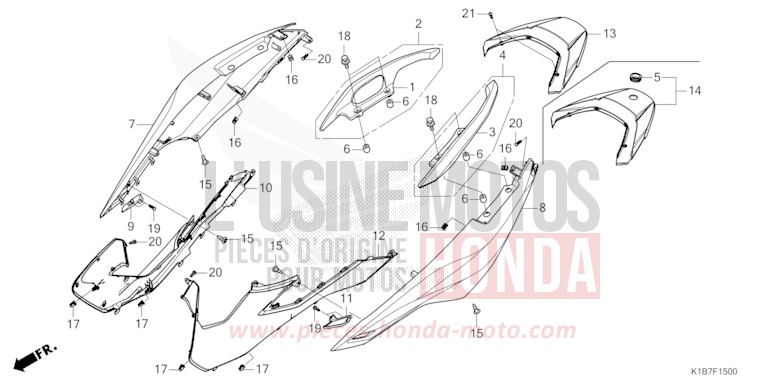 GEHAEUSEABDECKUNG/HINTERER GRIFF von Forza 350 MAT PEARL PACIFIC BLUE (PB397) von 2022